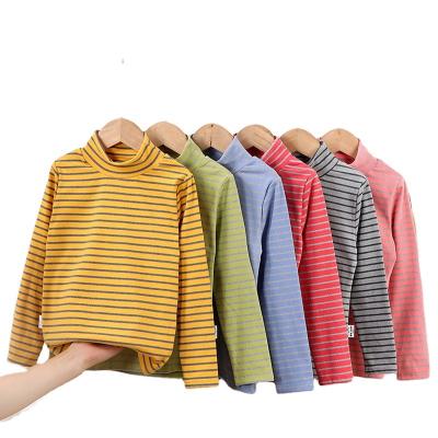 China Breathable Free Shipping Boys and Girls Base Turtleneck Top Kids Striped Autumn Shirts Baby Solid Color Warm Blouse for sale