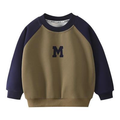 China Breathable Children's hoodie autumn new children's long-sleeved T-shirt boys and girls matching color base shirt baby baby single top for sale