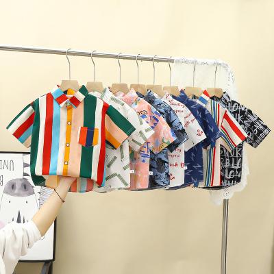 China Breathable Children's short -sleeved shirt Summer boy summer thin baby shirt in the big children's cotton top 2023 new Korean version for sale