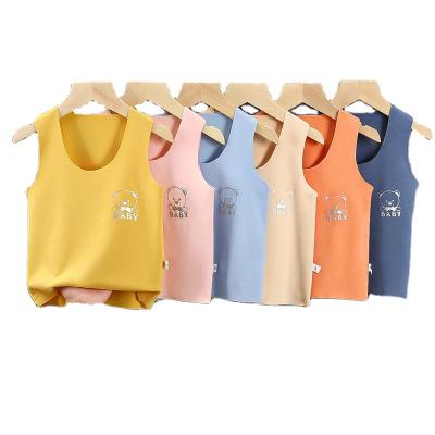 China Anti-Shrink Cartoon baby sleeveless Undershirts Boys girls' vests children cotton underwear vest for autumn winter for sale