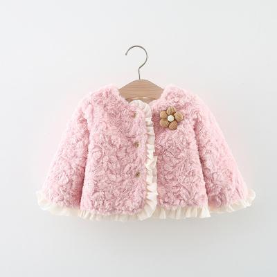 China Breathable 2023children baby new winter warm outwear coat baby girls long sleeve fur for sale