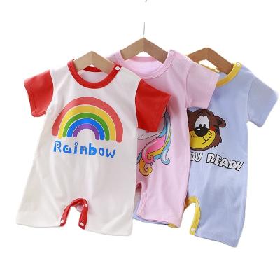 China Cute 2023 Fat Baby Summer Clothing Newborn Baby Cotton Short Sleeve Thin Open Range Creeper Baby One Piece Romper for sale