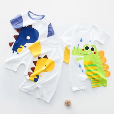 China Comfortable Breathble Spring short climb short-sleeved thin summer dinosaur cotton knit one-piece pullover Ha printed cartoon ha four-corner climb for sale