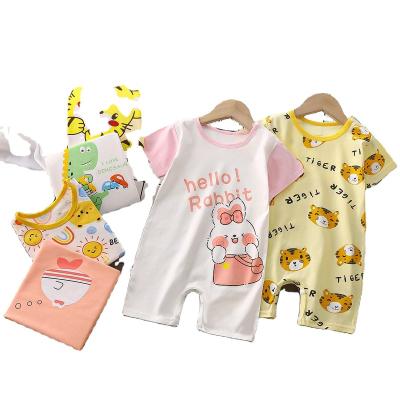 China Cotton Newborn Casual Summer Short Sleeve Jumpsuit Baby romper pure cotton 2023 summer new girls Korean cartoon pattern short sleeve jumpsuit baby boys' rompers for sale