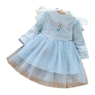 China Washable Girl Aisha princess dress 2023 spring and autumn new long-sleeved frozen stars Pengpeng gauze skirt son Korean version for sale