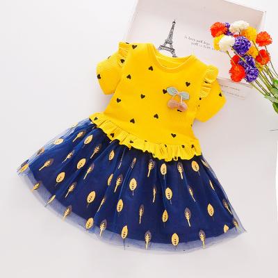 China Washable Summer Patchwork Skirt Heart Design Little Girls Baby Kids Princess Fluffy dresses for toddler summer kid clothes for sale