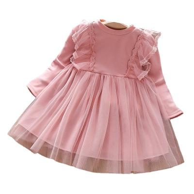 China Washable 2023 Autumn Girl Clothing Long Sleeves Dresses with Start Mesh Dress for Kids Girls for sale