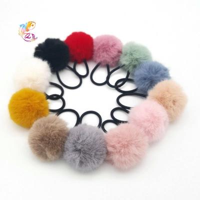 China Net Red Scrunchie Hair Accessories Imitation Fur Elastic Band ZY Girl Plush Headdress Candy Color Hairball Soft Hair Rope Ball for sale