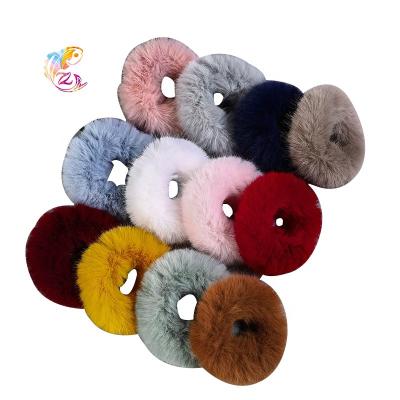 China New ZY soft plush scrunchie color hair soft single rope high hairy elastic band headdress autumn and winter headdress for sale