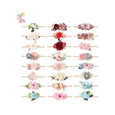 China ZY decoration kids flower hair accessories girl party headband for girl nylon headband for sale