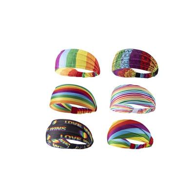 China Wholesale Hair Decoration ZY Rainbow Sports Headband Fitness Bandana Yoga Headband Breathable Antiperspirant Hair Accessories for sale