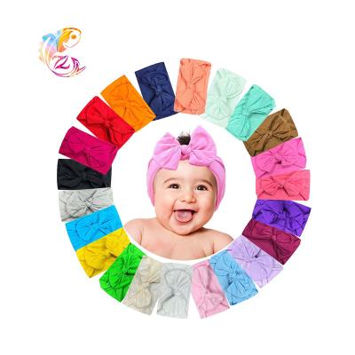 China ZY Newborn Fontanelle Protective Hair Decoration ZY Baby Bow Headband Hair Accessories Solid Color Headdress Elastic Simple Custom for sale