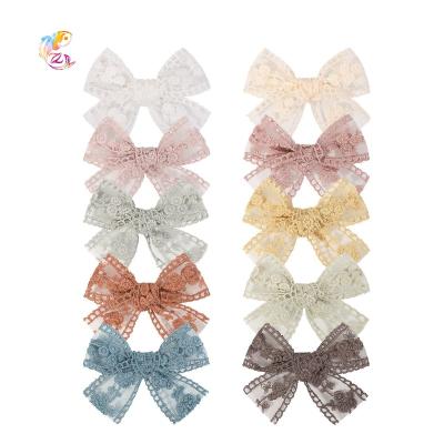 China Handmade Hair Decoration ZY Children's Bow Hair Clip Bundle Lace Embroidery Princess Hair Accessories Baby Headdress Full for sale