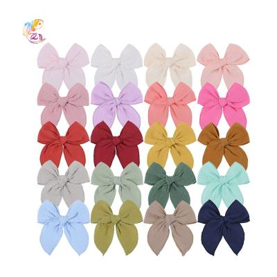 China New Hair Decoration ZY Children's Headwear 5.4Inches Three-dimensional Cotton Jacquard Bow Dovetail Hairpin Large for sale