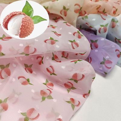 China Memory and summer dress spring chiffon fabric printing cut flower printing pastoral chiffon fabric for sale