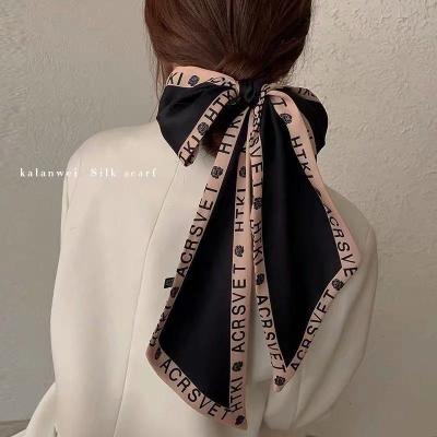 China French Antique Scarf Female Ways Of Spring And Autumn New Korean Hair Band Long Silk Ribbon Scarf Long Tie Bag for sale