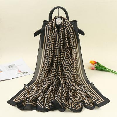 China Long new silk scarf wholesale Four Seasons female printing new satin scarf silk shawl for sale