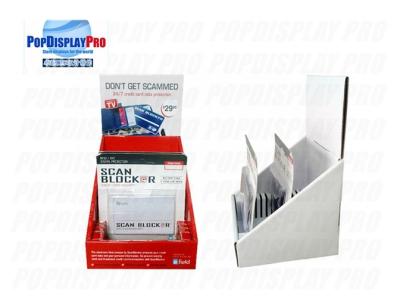 China Paper Cardboard Counter Display for Credit Card Scan Blocker with 12 Slots 4C/0 Printed in Red for sale