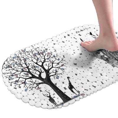 China Multifunctional Non Slip Shower Stocked Mat Anti Slip Shower Bath Mat Rugs With PVC Sucker for sale