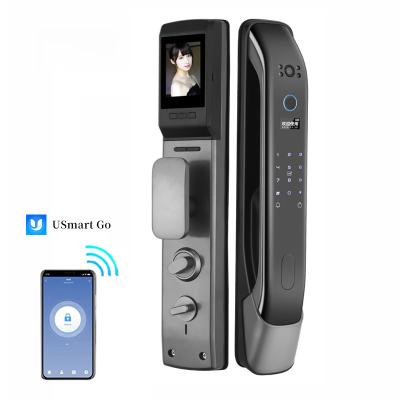 China keyless entry tuya smart door lock fingerprint biometric face recognition electric lock wifi app smart lock with camera for sale