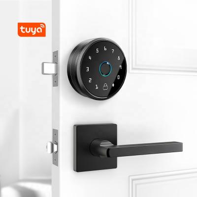 China tuya mini biometric house doors electric slim frame fingerprint cylinder deadbolt door lock for sale