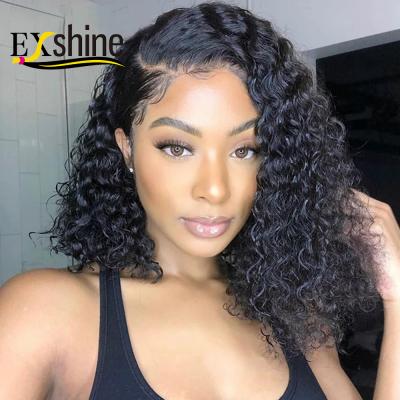 China Black Blunt Cut Curly Bob Wig, Remy Human Hair Hd Lace Front Wig, Free Sample Long Curly Hair Fashion Raw Straight Wig for sale