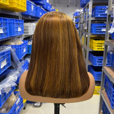 China Wholesale Ginger Brown Orange Lace Front Human Hair Wigs Silky Straight Wave For Color Woman Honey Blonde Frontal Highlight Body Wave Wig p4/27 for sale