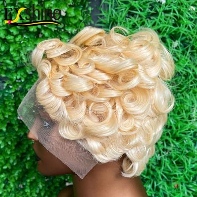 China Blonde Part Bob Lace Frontal Wigs Short, Wig Bob For Wig Short, Cheap Full Lace Bob Human Hair Wigs Glueless Hd T Color Curly Hair for sale