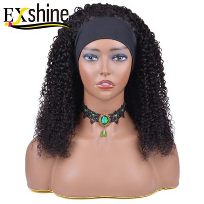 China Exshine Curly Wigs Pre-Plucked Without Lace Hair Band Custom Wigs For Black Women, Wholesale Brazilian Hair Wigs for sale