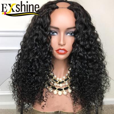 China Curly wigs wholesale u part wig hair, custom u part clip in wig, hot sale 100% virgin brazilian hair u part wigs for black women for sale