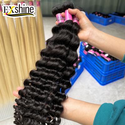 China Cheap Deep Wave Virgin Hair Vendors, Exshine Hair Bundles, Malaysian Burmese Raw Curly Human Virgin Hair Wholesale Malaysian Hair for sale