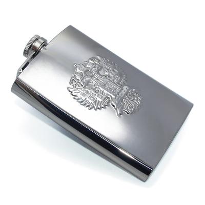 China New Minimalist 9oz Metal Stainless Steel Hip Flask Embossed Logo Flagon Flasks Wine Beer Logo Whiskey Bottle Alcohol Drinkware Hip Flask for sale