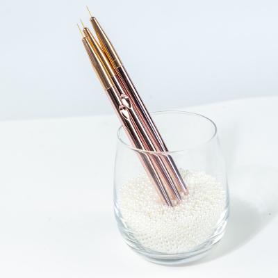 China Ultra-fine Rose Gold Metal Handle And Nylon Hair Nail Liner Brush For Your Nail Needs for sale