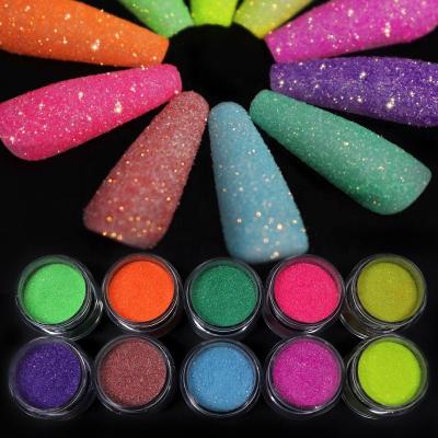 China Factory Sugar Nail powder Candy Sweet Nail Art Pigment Glitter Colorful Rainbow Diamond Dust Powder For Nail for sale