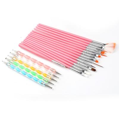 China Hot Selling Nail Dotting Pen 15 pcs Pink White Black Gel Nail Art Brush Acrylic Set Art Tool for sale