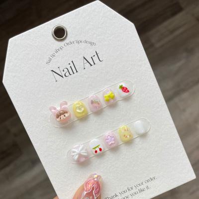 China Design Children Full Cover Fake Nails Long Tips Acrylic Handmade Kids Press On Nails for sale