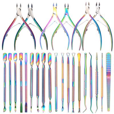 China Rainbow Color Acrylic Nail Cutter Stainless Steel Nail Cutting Custom Designs Surgical State Customized Packaging for sale