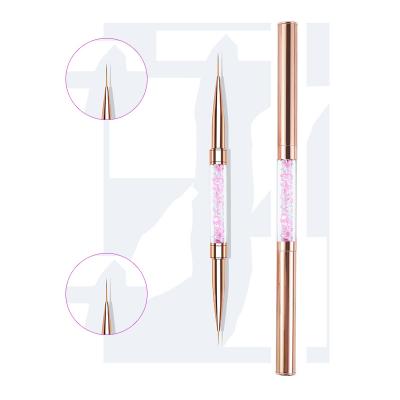 China Double Use Mental Handle  Rose Gold Color Nail Liner Brush Detail Nail Art Paint Brush for sale