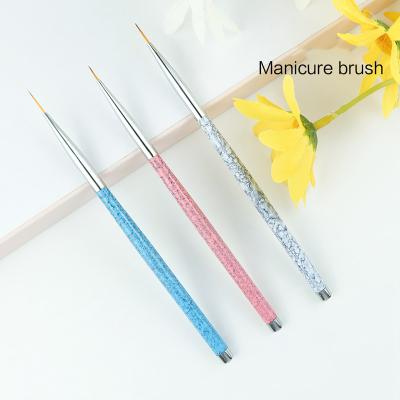 China 7/9/11/12/14mm Rhinestones Handle DIY UV Gel Acrylic Tips Grid Stripes Nails Art Drawing Pen Painting Tools Nail Liner Brush for sale