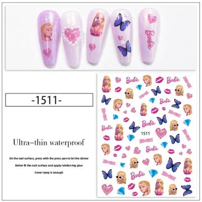 China Hot Selling Nail Art Supplies Adhesive Cartoon Pink Figure Print Nail Art Stickers and Decals for sale