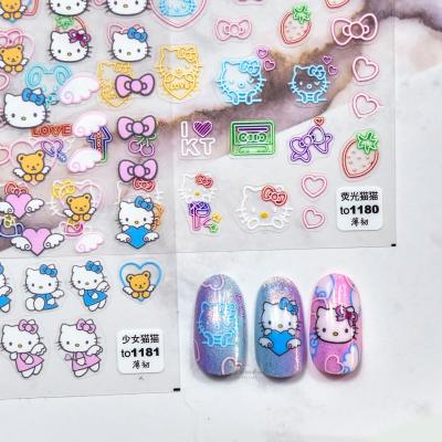 China 2023 New Art Decoration Cartoon Cat Charms Professional Nail Products 3D Nail Polish Sticker for sale