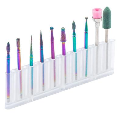 China 10 in 1 Nail Drill Bits Set Fashionable Color Titanium Nail Art Drill Polish Head Kit for sale