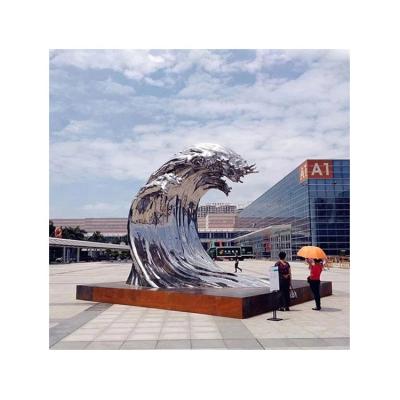 China Europe High Quality Hot Fashion Outdoor Garden Landscape Decoration Abstract Stainless Steel Sea Wave Sculpture for sale