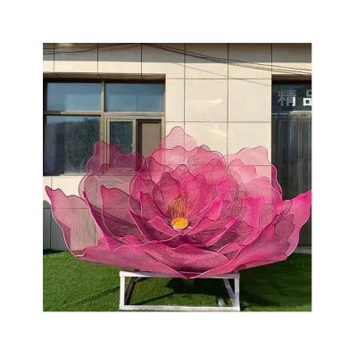 China Europe Outdoor Stainless Steel Sculpture Square Garden Metal Modeling Creative Landscape Design Flower Hollow Sculpture for sale