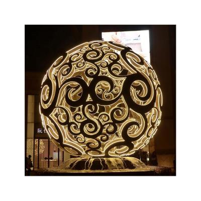 China Europe Flower Ball Decoration Plaza Hotel Landscape Waterscape Ornament Stainless Steel Hollow Ball Sculpture for sale