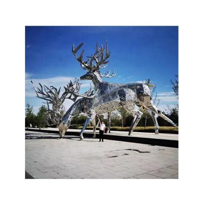 China Europe Customized Creative Holiday Park Cultural Square Decoration Stainless Steel Deer Statue for sale