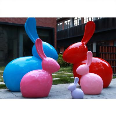 China Waterproof/Waterproof/High Temperature Resistant/Tips 10 Years Custom Park Cartoon Rabbit Lawn Animal Fiberglass Jade Rabbit Decoration Sculpture for sale