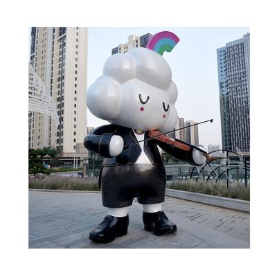 China Large Panda Puppy Animation Character Color Spray Paint Fiberglass Animal Cute Sculpture for sale