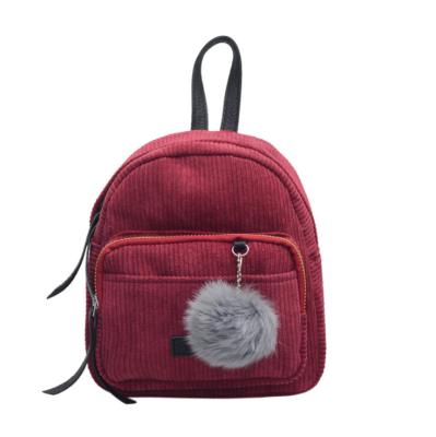 China Fashion Waterproof Corduroy Mini Backpack Girls Backpack School Bags for sale