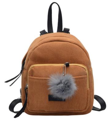 China Wholesale Waterproof Corduroy Ladies School Bag Mini Backpack For Girls for sale